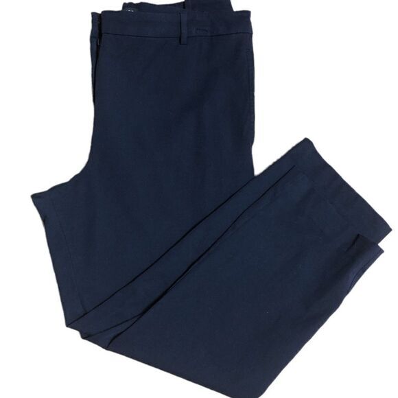 1. State cropped trouser Size 16 zipper front pockets belt loops navy blue pants - Picture 2 of 6